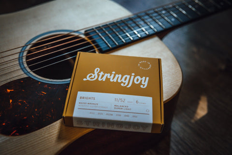 Stringjoy Brights | Super Light Gauge (11-52) 80/20 Bronze Acoustic Guitar Strings - 2