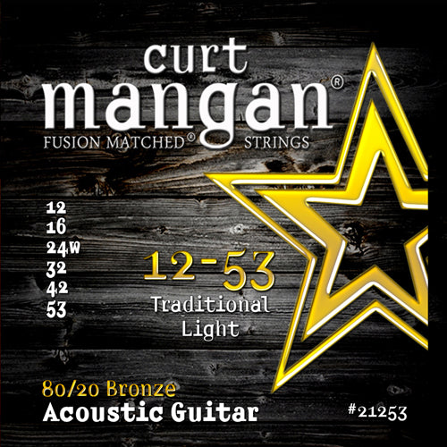 Curt Mangan 12-53 80/20 Traditional Light Set Acoustic Guitar Strings - Guitar Gear Pro