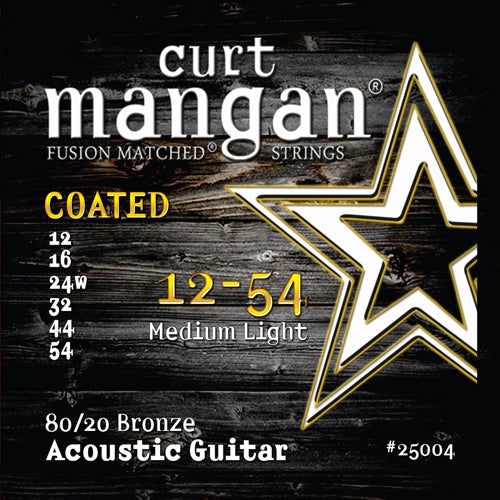 Curt Mangan 12-54 80/20 Bronze Medium Light COATED Acoustic Guitar Strings - Guitar Gear Pro