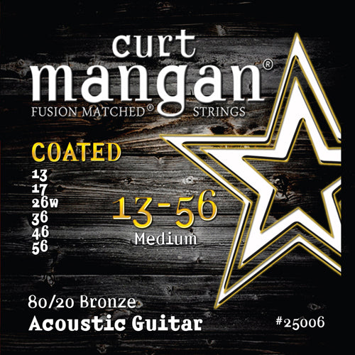 Curt Mangan 13-56 80/20 Bronze Medium Set COATED Acoustic Guitar Strings - Guitar Gear Pro