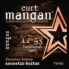 Curt Mangan 12-53 PhosPhor Bronze Traditional Light Acoustic Guitar Strings - Guitar Gear Pro
