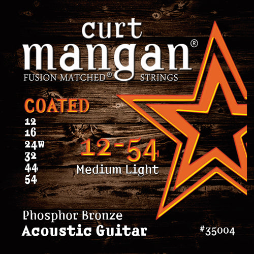 curt mangan 12-54 phosphor bronze coated acoustic guitar strings - 0