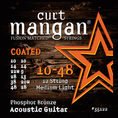 Curt Mangan 10-48 12-String Phos Med-Light COATED Acoustic Guitar Strings - Guitar Gear Pro