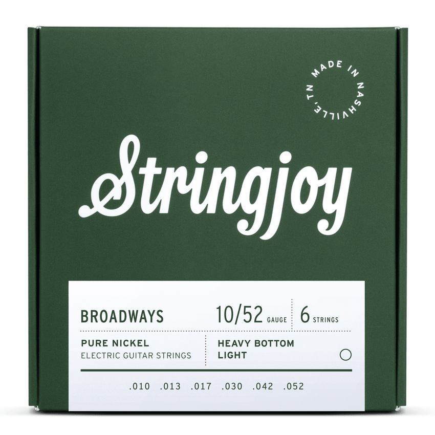 Stringjoy Broadways | Heavy Bottom Light Gauge (10-52) Pure Nickel Electric Guitar Strings - 0