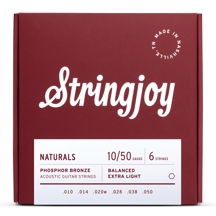 Stringjoy Naturals | Extra Light Gauge (10-50) Phosphor Bronze Acoustic Guitar Strings guitar gear pro - 0