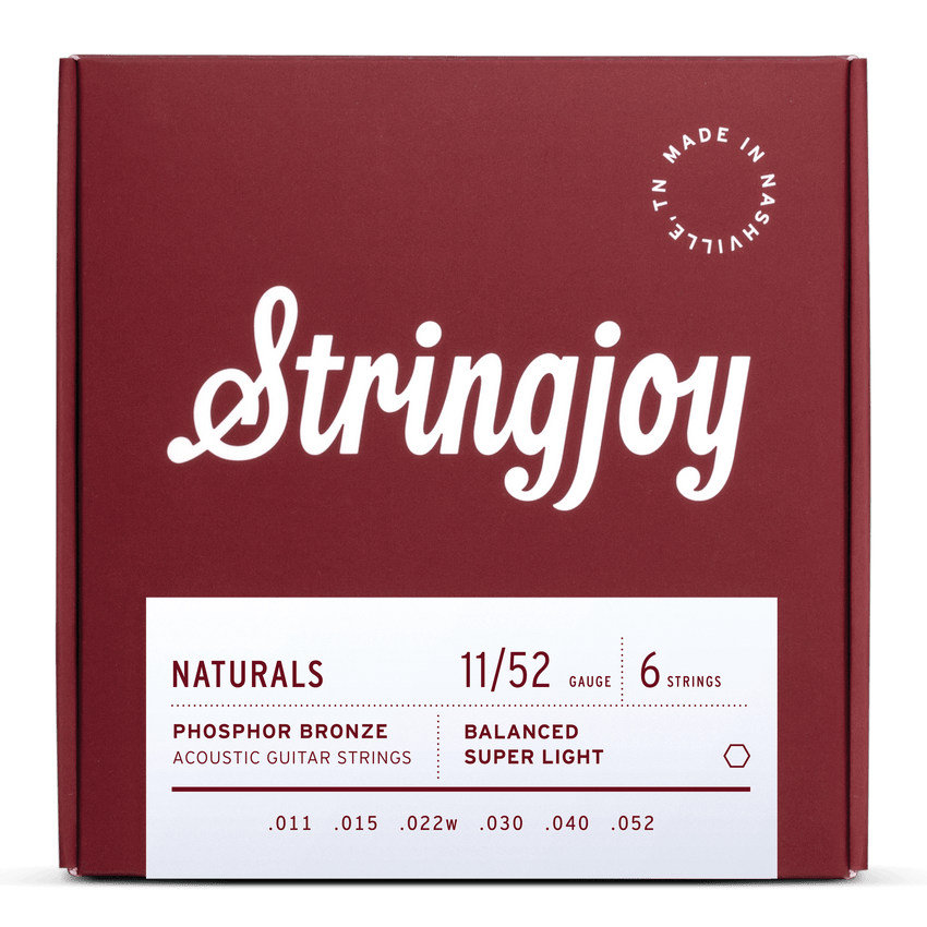 Stringjoy Naturals | Super Light Gauge (11-52) Phosphor Bronze Acoustic Guitar Strings - 3