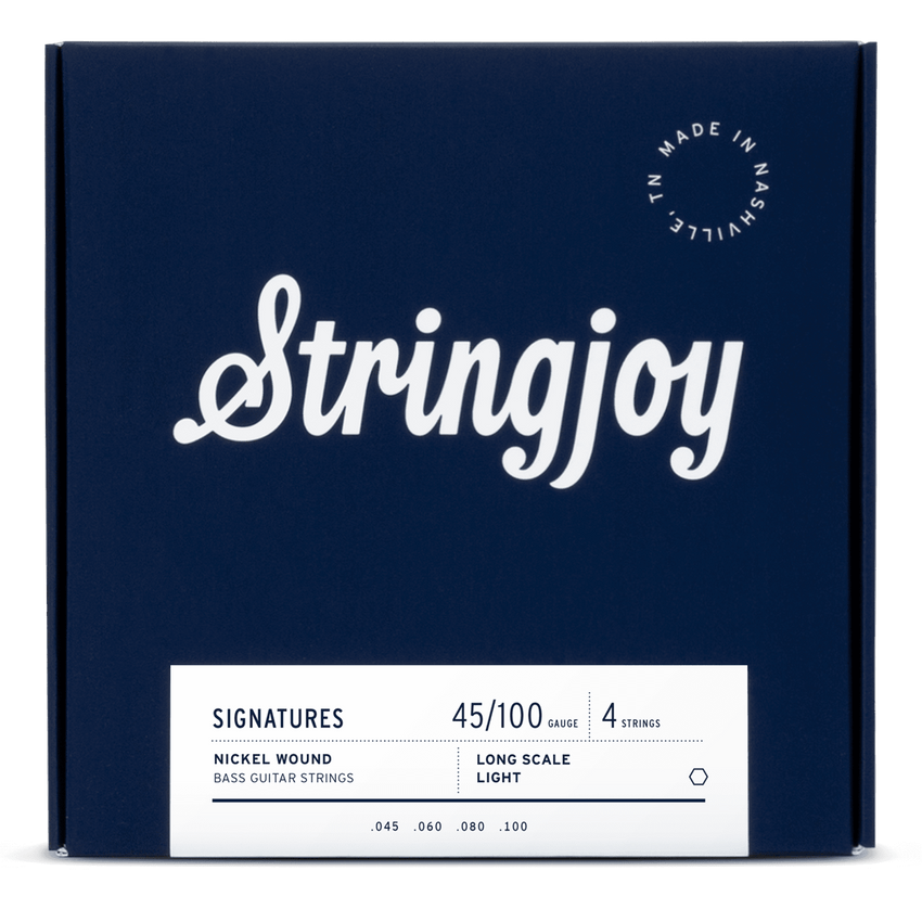 Stringjoy Light Gauge (45-100) 4 String Long Scale Nickel Wound Bass Guitar Strings - 0