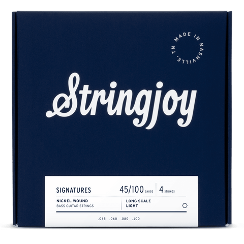 Stringjoy Light Gauge (45-100) 4 String Long Scale Nickel Wound Bass Guitar Strings - 0