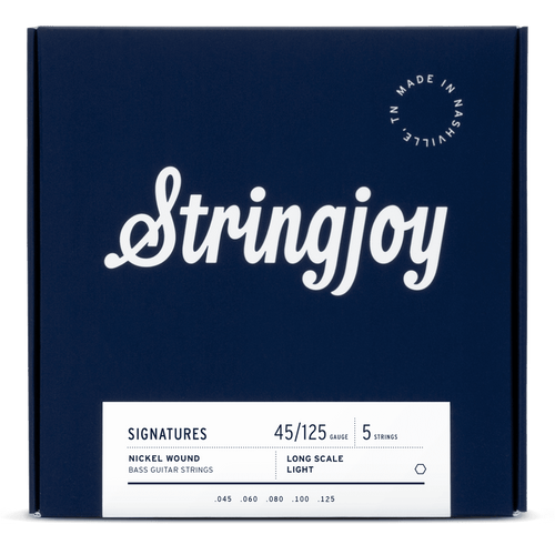 Stringjoy Light Gauge (45-125) 5 String Extra Long Scale Nickel Wound Bass Guitar Strings - 0