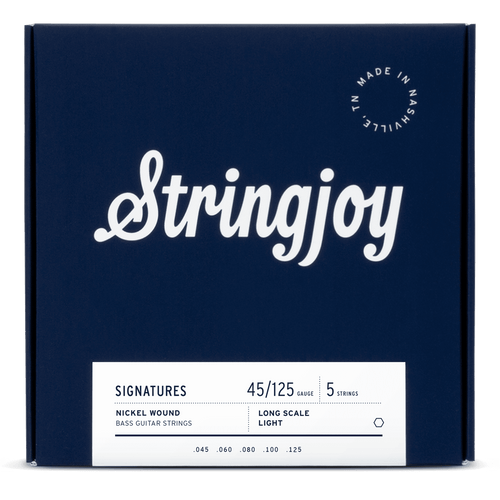 Stringjoy Light Gauge (45-125) 5 String Extra Long Scale Nickel Wound Bass Guitar Strings - 0