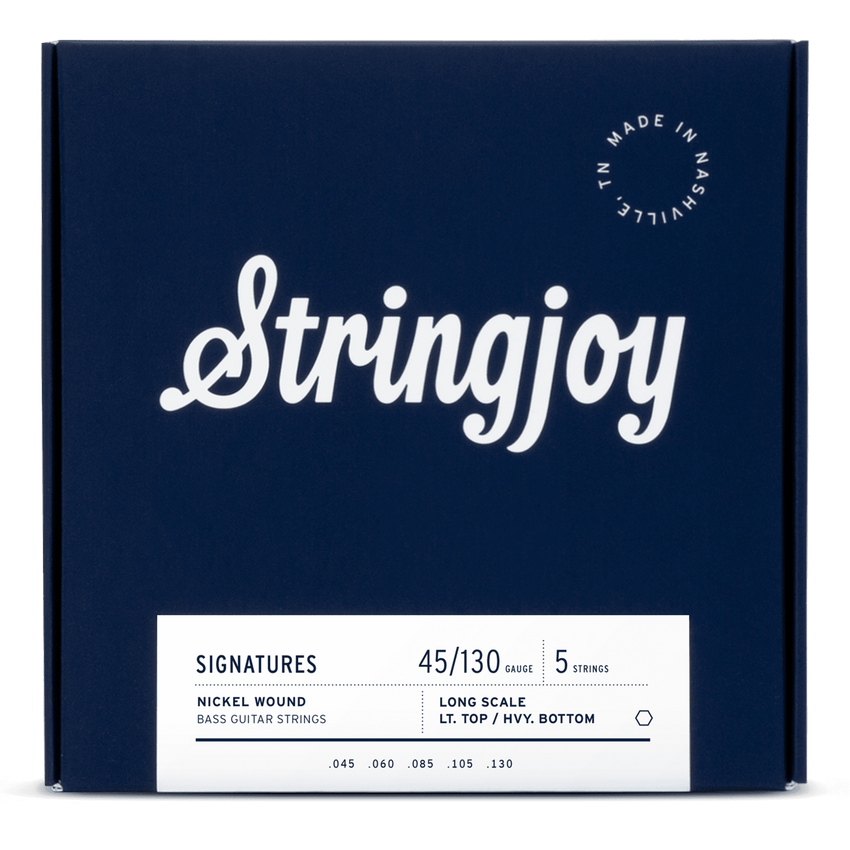 Stringjoy Light Top / Heavy Bottom Gauge (45-130) 5 String Extra Long Scale Nickel Wound Bass Guitar Strings - 0