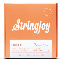 Stringjoy Foxwoods Super Light Gauge 11-52 Coated Phosphor Bronze Acoustic Guitar Strings - 0