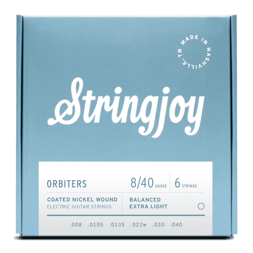 Stringjoy Orbiters | Balanced Extra Light Gauge (8-40) Coated Nickel Wound Electric Guitar Strings guitar gear pro - 0