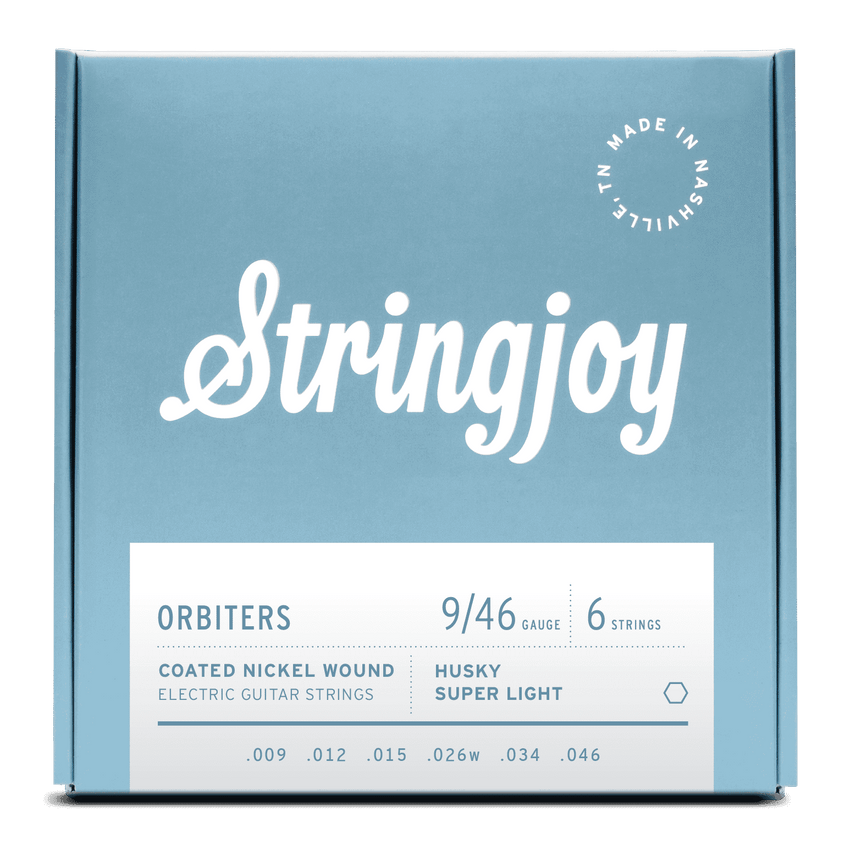 Stringjoy Orbiters | Husky Super Light Gauge (9-46) Coated Nickel Wound Electric Guitar Strings - guitar gear pro
