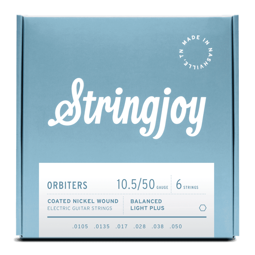 Stringjoy Orbiters | Balanced Light Plus Gauge (10.5-50) Coated Nickel Wound Electric Guitar Strings - 0
